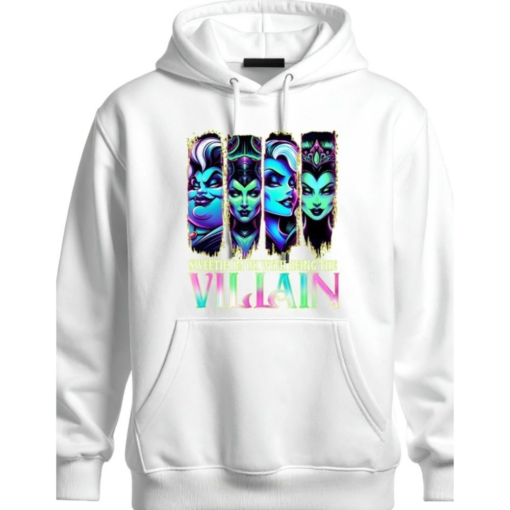 Disney Villains Hoodie White Adult Gildan Medium